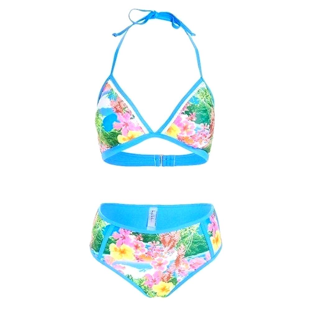 RDB Nicole Miller Blue Hawaiian Floral Bikini